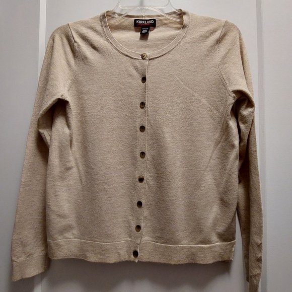 KIRKLAND SIGNATURE Women’s Beige Long Sleeves Button Down Cardigan - Medium - Picture 2 of 5